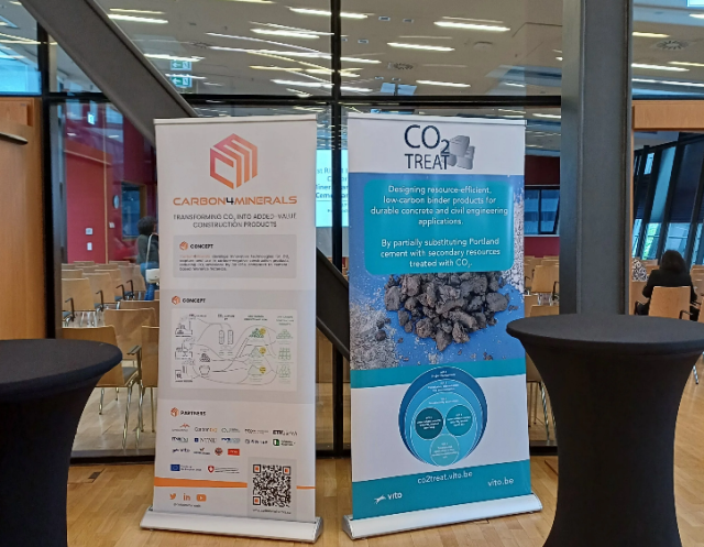 Carbon4Minerals and CO2TREAT banners at a conference